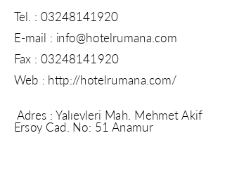 Hotel Rumana iletiim bilgileri